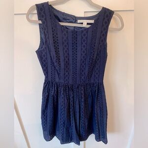 Navy Eyelet dress w/ button up cutout detail on back